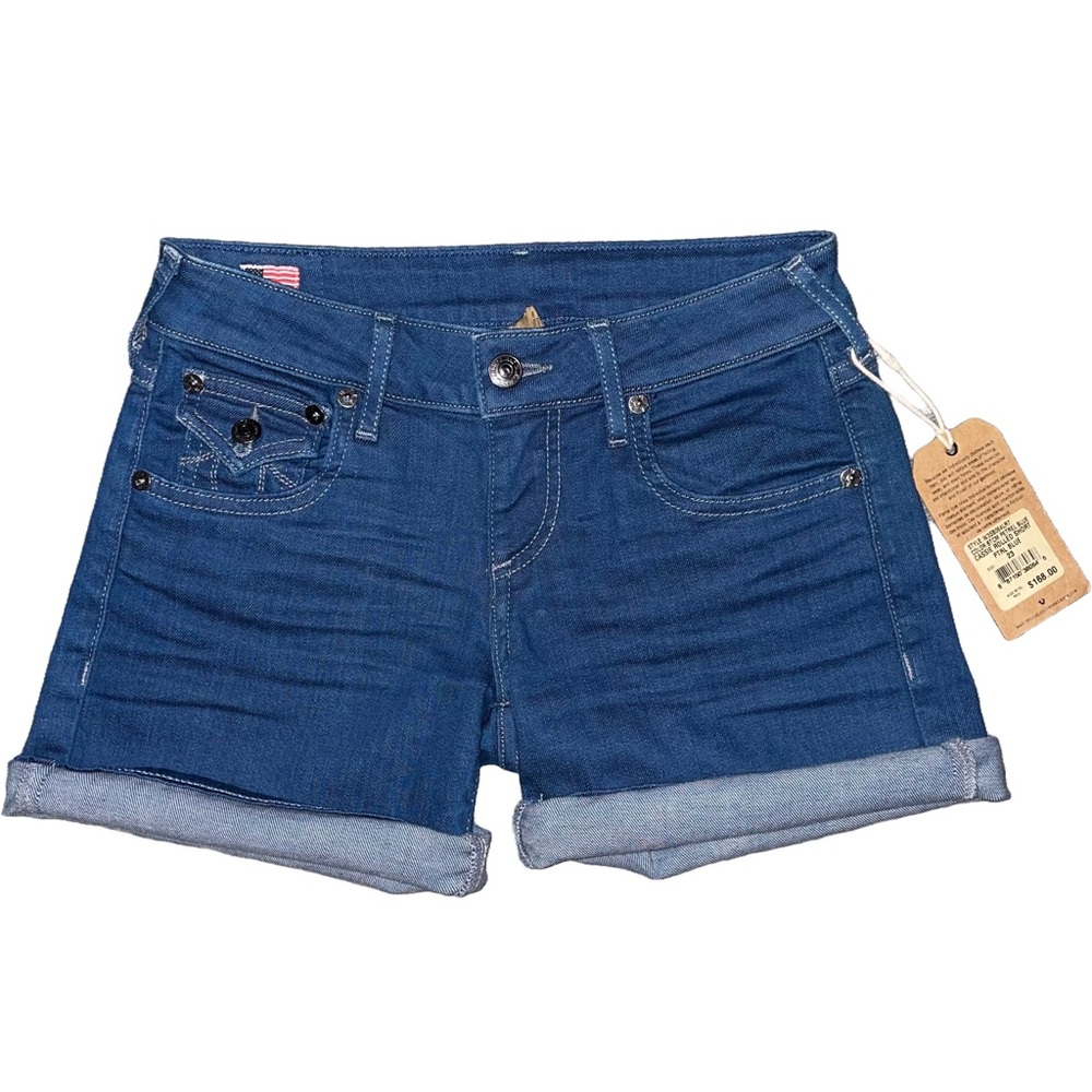 NWT True Religion Cassie Rolled Hem Denim Short Jean Minimalist Capsule